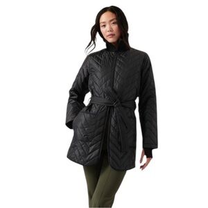 Athleta Mendocino Coat Black Quilted Cocoon Puffer Jacket Sz XS